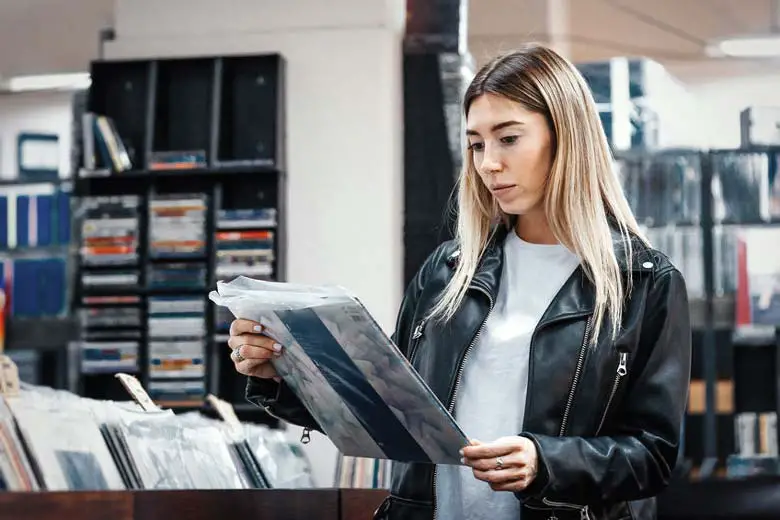 Vinyl records in record store