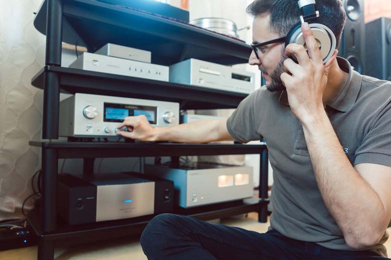 Audiophile listening to Hi-Fi equipment