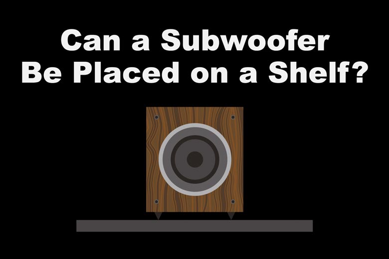 A subwoofer on a shelf